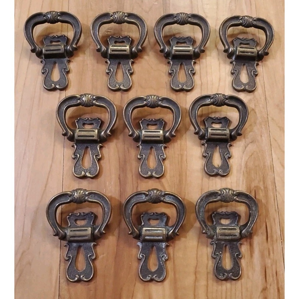 10 Vintage 60s Hyer Antiqued Bronze Fixed Handle Pulls